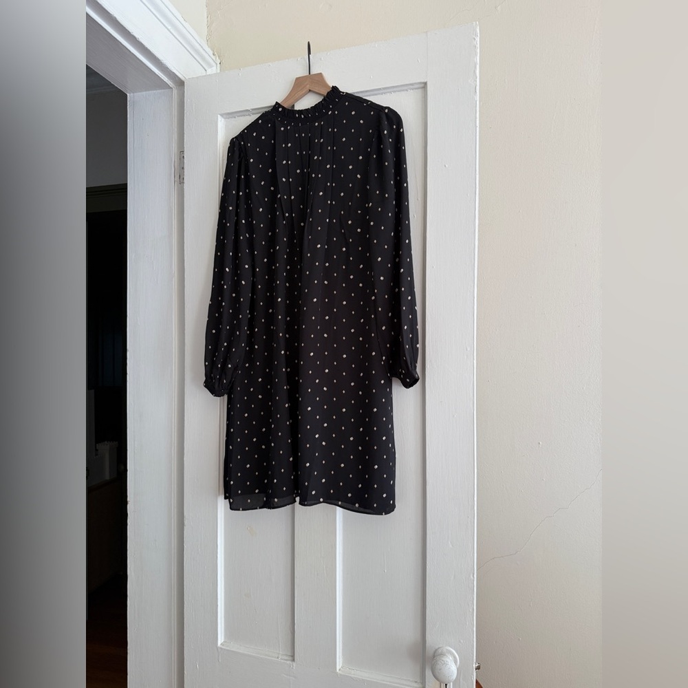 NWT Ann Taylor Black Diamond Shadows Mock Neck Shift Dress, M - Picture 4 of 8
